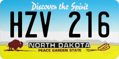 ND license plate HZV216