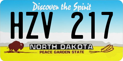 ND license plate HZV217
