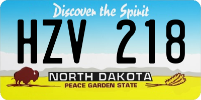 ND license plate HZV218