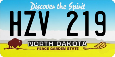 ND license plate HZV219
