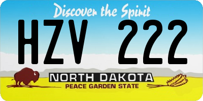 ND license plate HZV222