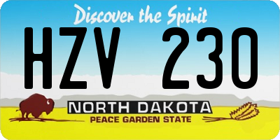 ND license plate HZV230