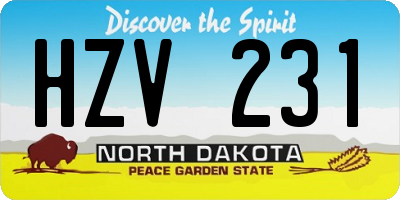 ND license plate HZV231