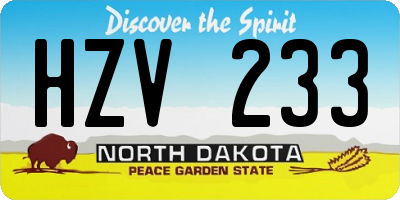 ND license plate HZV233