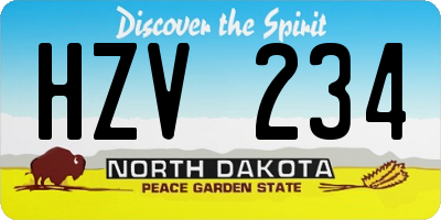 ND license plate HZV234