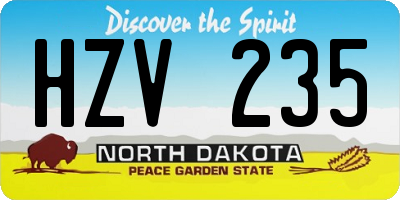 ND license plate HZV235