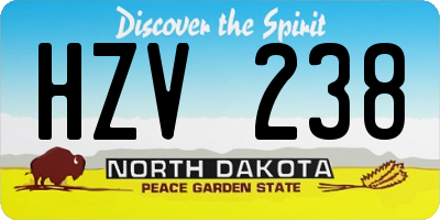 ND license plate HZV238
