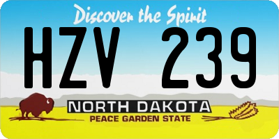 ND license plate HZV239