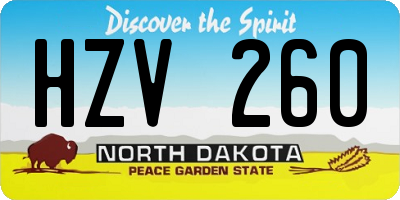 ND license plate HZV260