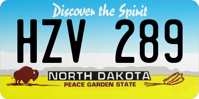ND license plate HZV289
