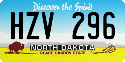 ND license plate HZV296