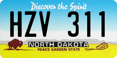 ND license plate HZV311