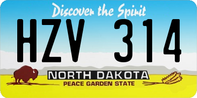 ND license plate HZV314