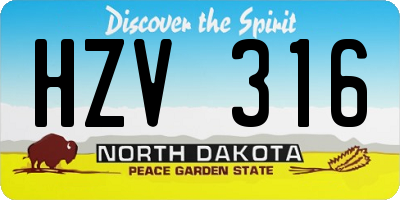 ND license plate HZV316