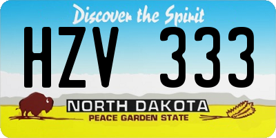 ND license plate HZV333