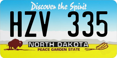 ND license plate HZV335