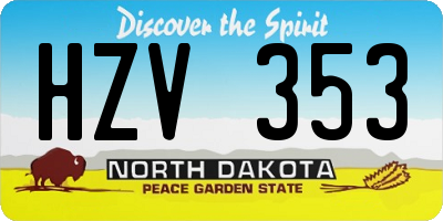 ND license plate HZV353