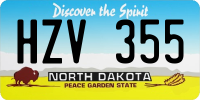 ND license plate HZV355