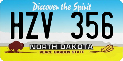 ND license plate HZV356