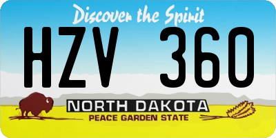 ND license plate HZV360