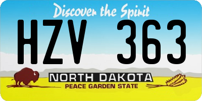 ND license plate HZV363