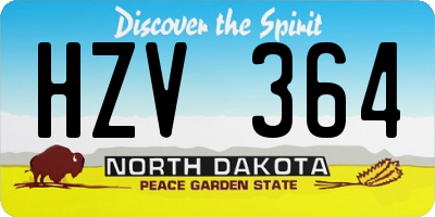 ND license plate HZV364