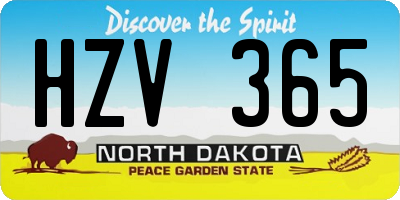 ND license plate HZV365