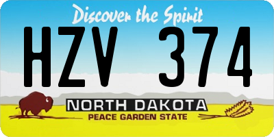 ND license plate HZV374