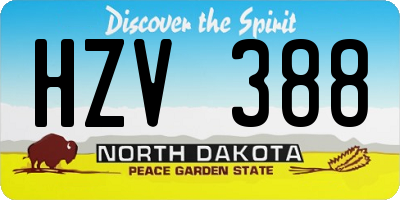 ND license plate HZV388
