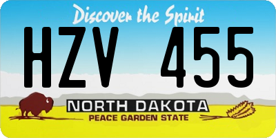 ND license plate HZV455