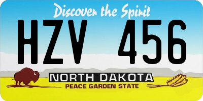 ND license plate HZV456