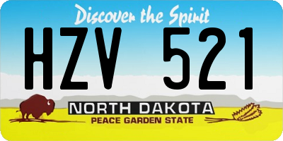 ND license plate HZV521