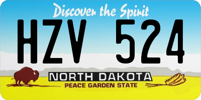 ND license plate HZV524