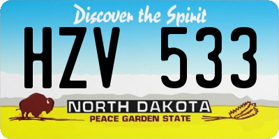 ND license plate HZV533