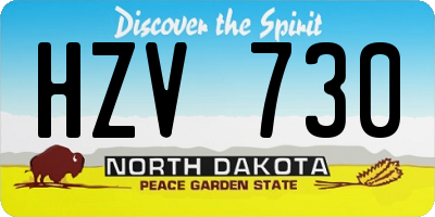 ND license plate HZV730