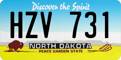 ND license plate HZV731
