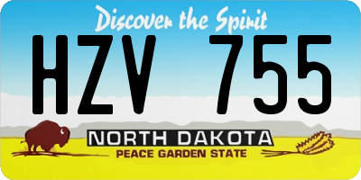 ND license plate HZV755