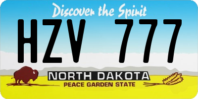 ND license plate HZV777