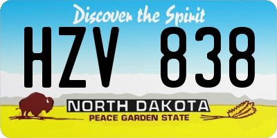 ND license plate HZV838