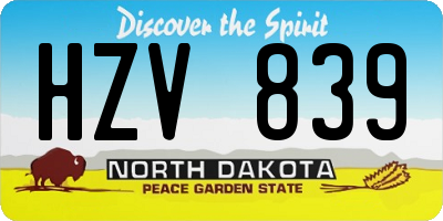 ND license plate HZV839