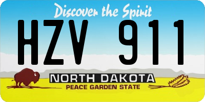 ND license plate HZV911