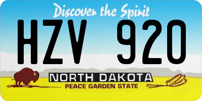 ND license plate HZV920