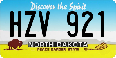 ND license plate HZV921