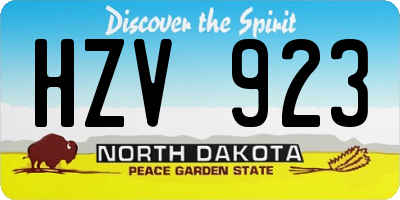 ND license plate HZV923