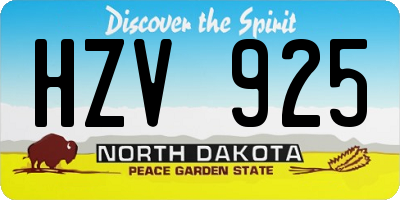 ND license plate HZV925