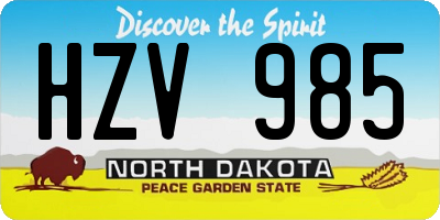 ND license plate HZV985