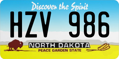 ND license plate HZV986
