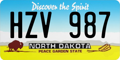 ND license plate HZV987