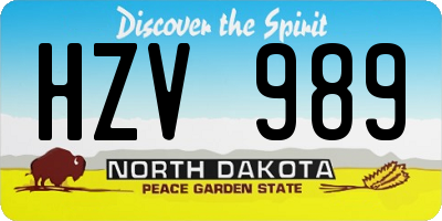 ND license plate HZV989