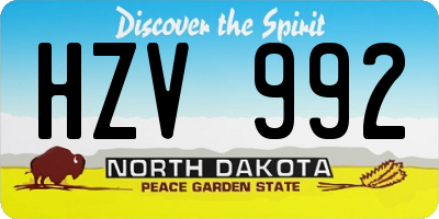 ND license plate HZV992
